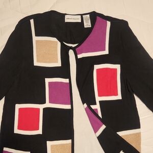 Alfred Dunner Colorful Geometric Cardigan